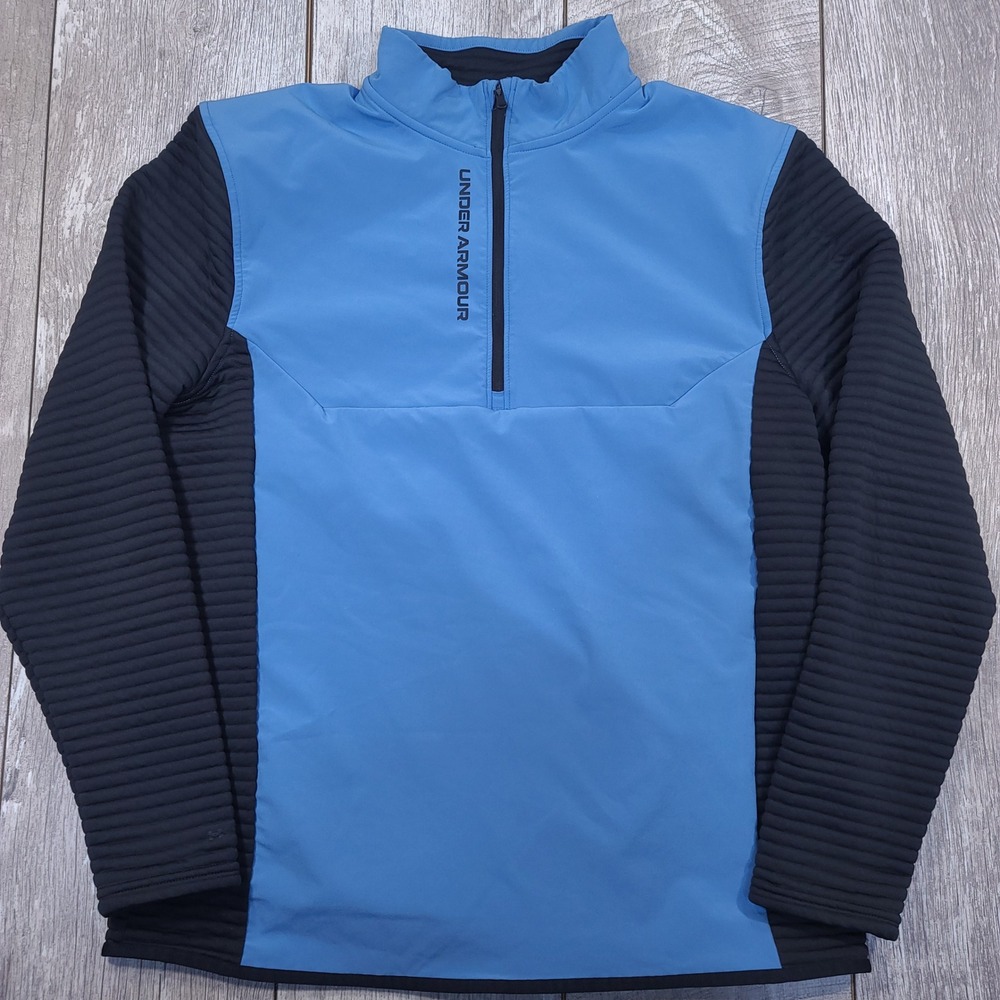 Under Armour Storm Golf Pullover Mens Large Blue Black 1/2 Zip Evolution Daytona